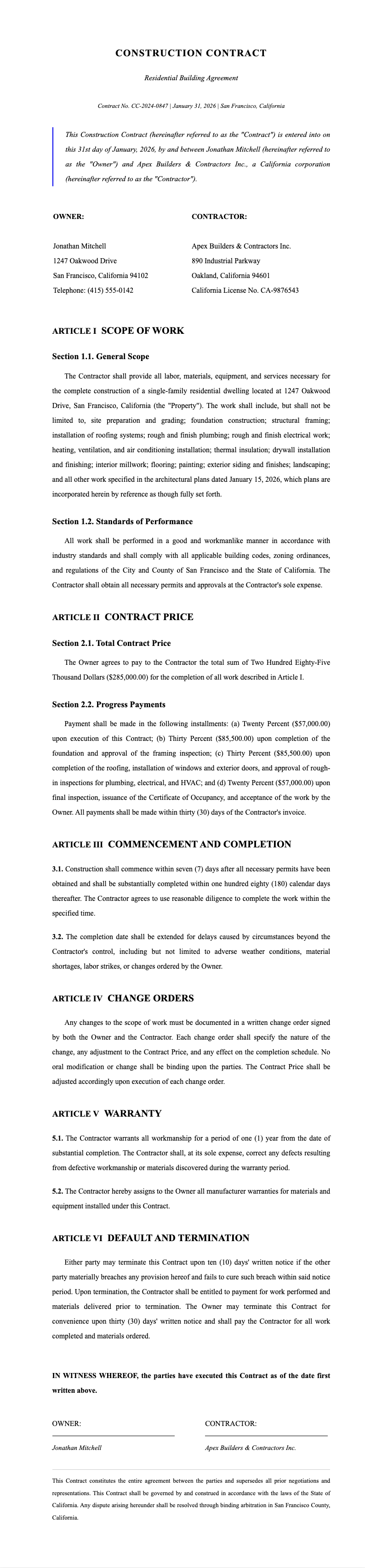 academic construction contract academic thesis